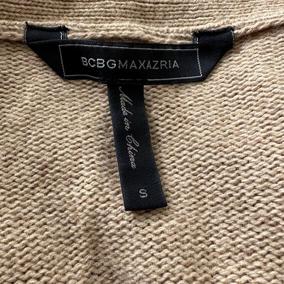 BCBGMAXAZRIA Women’s Tan Fringe Knit Open Front Cardigan Size S - Picture 6 of 7